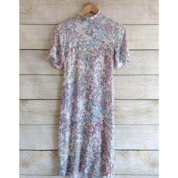 & Other Stories Bloomcore Floral Short Sleeve Dress Midi Women’s 6 White Lotus - Picture 1 of 10